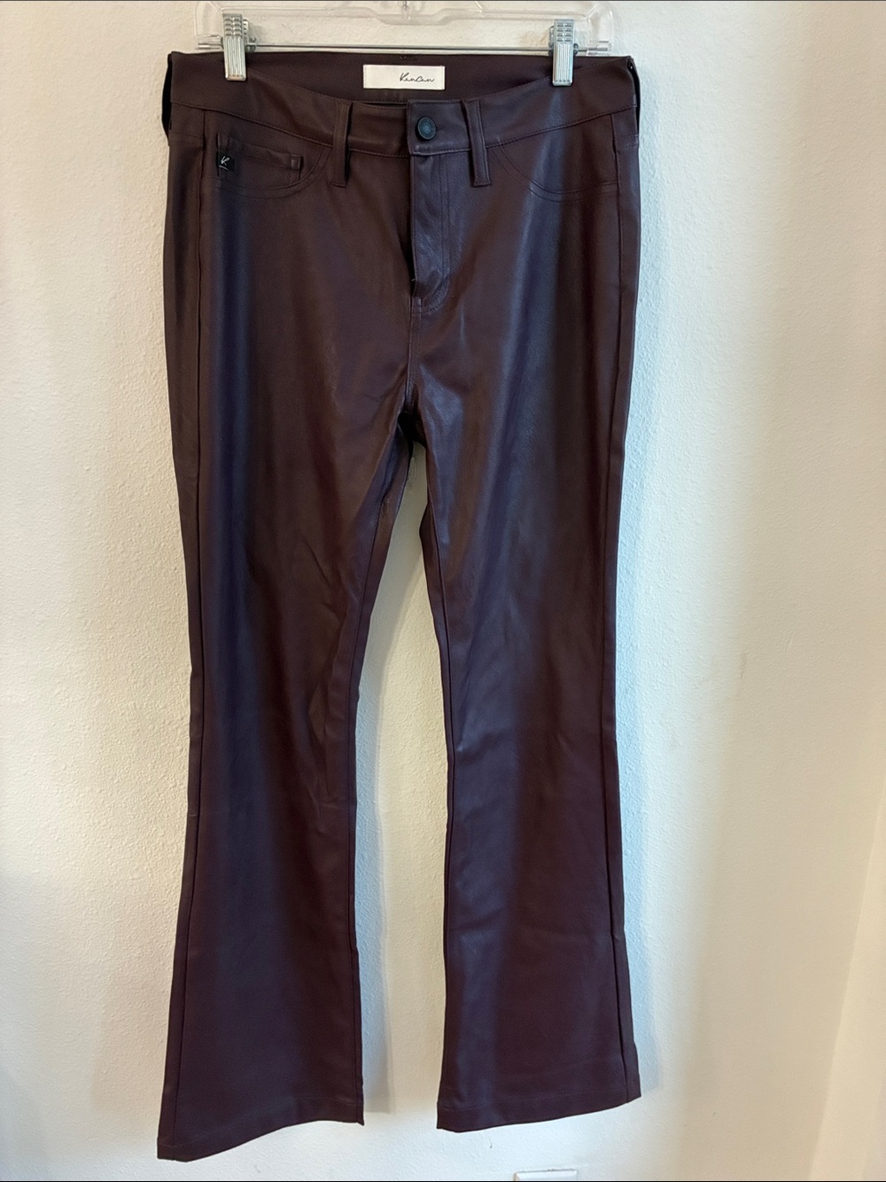 KanCan Burgundy Leather-Look Flare pleather